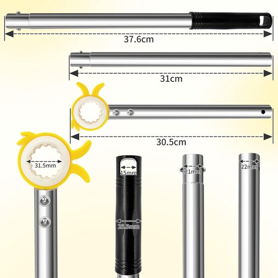 Raamopener Stang - Dakraam Haak - Hoge Ramen Openen - Verstelbare Lengte - 92 cm - Geel — afbeelding 4