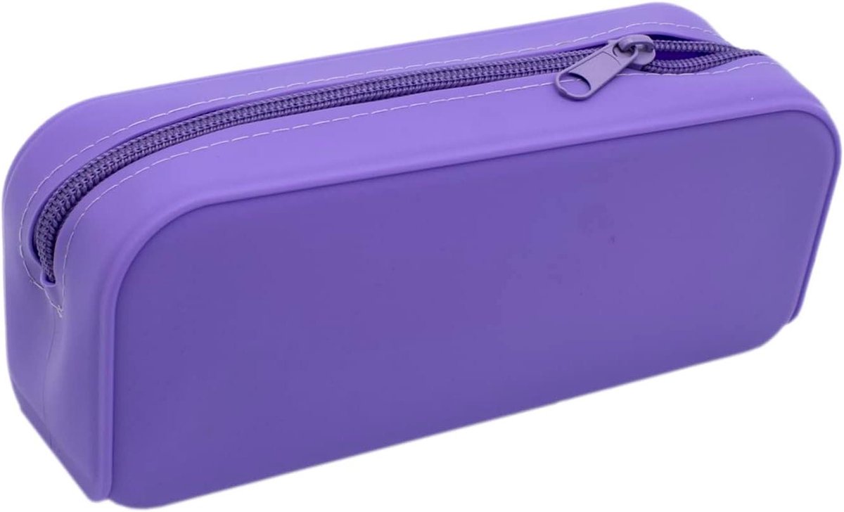 Siliconen etui - Potloodhouder tas - Schoolbenodigdheden organiseren - Makkelijk aan notitieboekjes - 185 cm lang - Paars