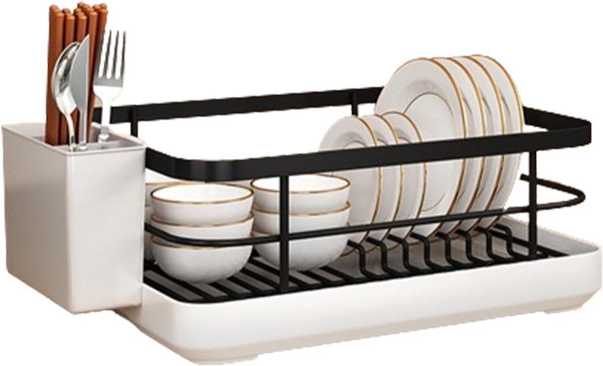 Vaatdroger aanrecht - Keukenrek - Keuken organiseren - Efficiënte drainage - 34 cm breed - Zwart