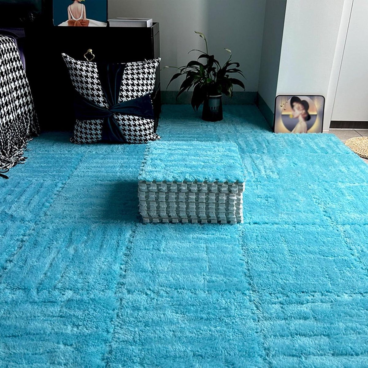Puzzelmat Schuim - Zachte Tegels - Kinderspeelkamer Inrichting - In elkaar grijpend Systeem - 60 Stuks - Blauw
