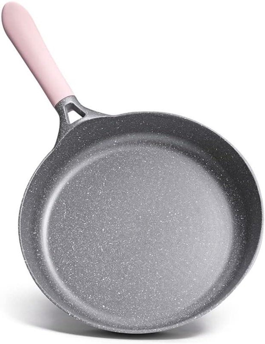 Koekenpan - Koekenpan PFAS-vrij - Gezond Koken - Marmeren Anti-aanbaklaag - 24 cm - Roze