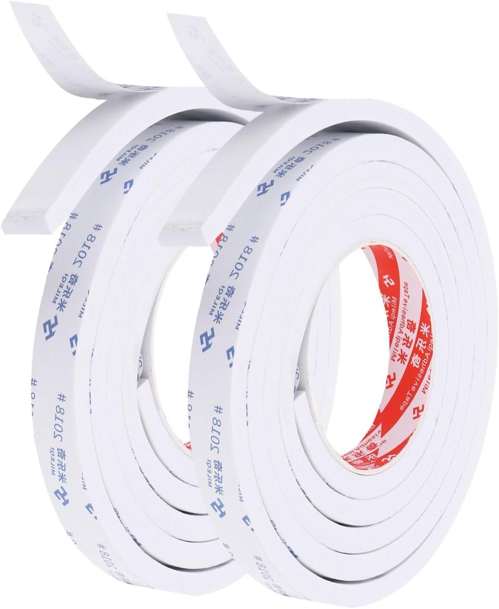 Isolatietape Schuim - Tochtstrip - Tochtwerend Maken - Dubbelzijdig Plaklaag - 2 Meter - Wit