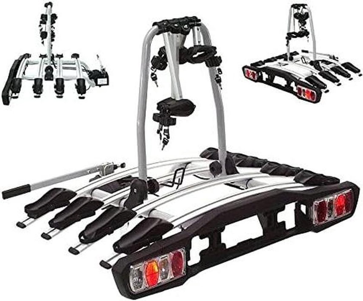 Fietsendrager 4 Fietsen - Fietsrek Trekhaak - Vervoer Fietsen - Kantelfunctie Kofferbaktoegang - 60 kg - Zwart