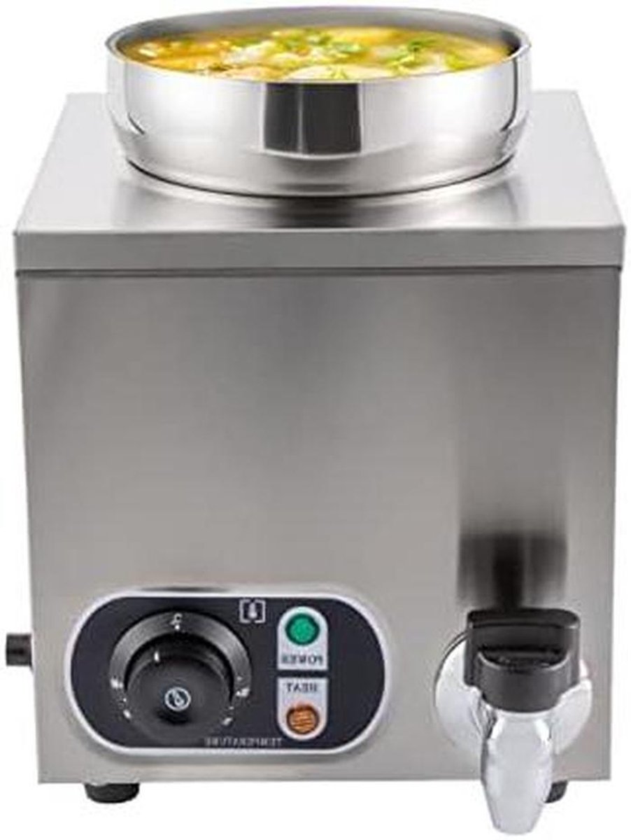 Elektrische Soepketel - Soepmaker Bain Marie - Buffet Warm Houden - Instelbare Temperatuur - 7 Liter - Zilver