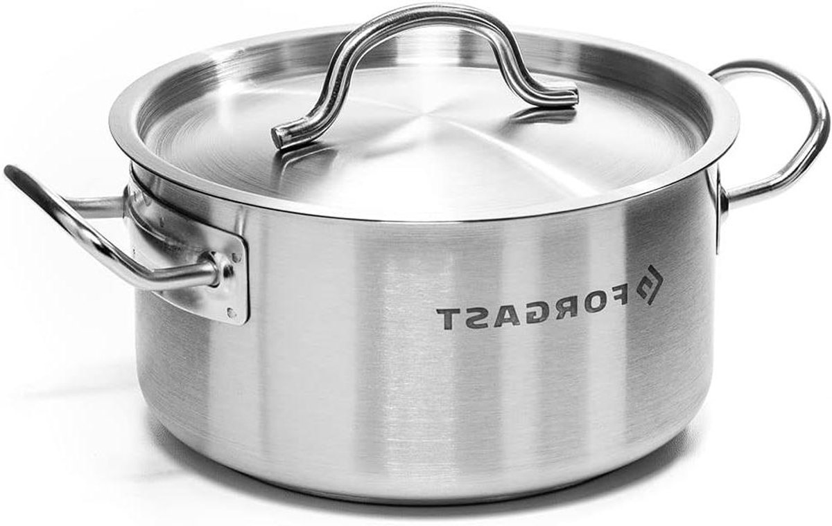 Lage Kookpan - Sauspan Stoofpan - Professioneel Koken - Meerlagige Sandwichbodem - 8 Liter - Zilver