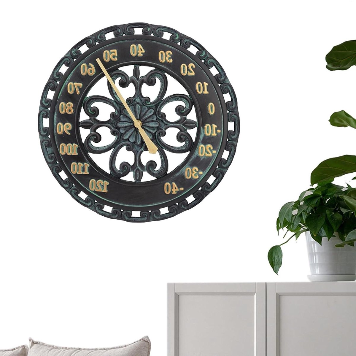 Hangthermometer Tuin - Decoratieve Thermometer - Temperatuur Meten - Grote Cijfers - 462 cm - Brons