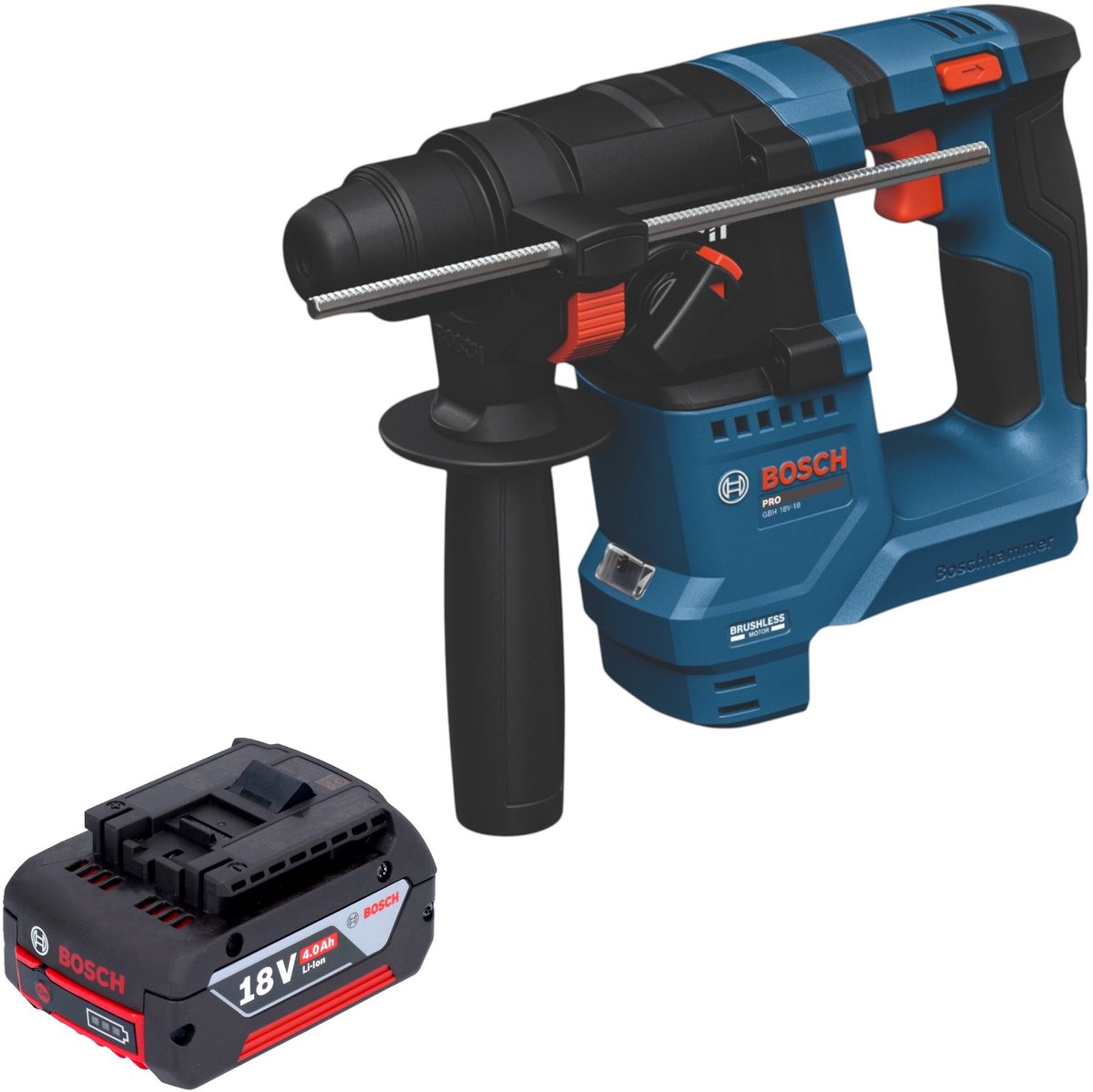 Bosch GBH 18V-18 Professional accu-boorhamer 18 V 1,5 J SDS plus Brushless + 1x accu 4,0 Ah - zonder oplader