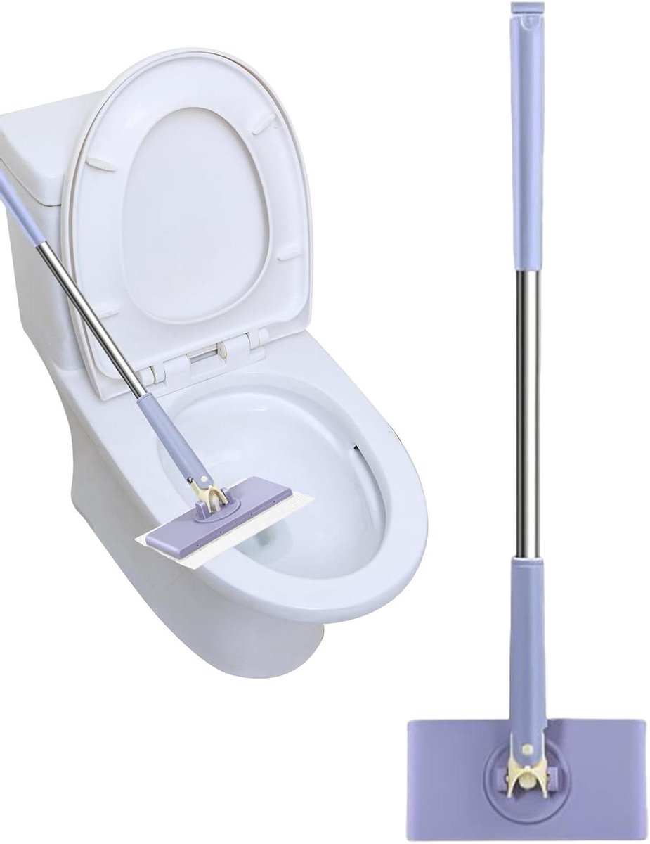 Compacte Dweil - Automatische Dweil - Vloeren Reinigen - Handenvrij Verwisselen - 70 cm - Paars