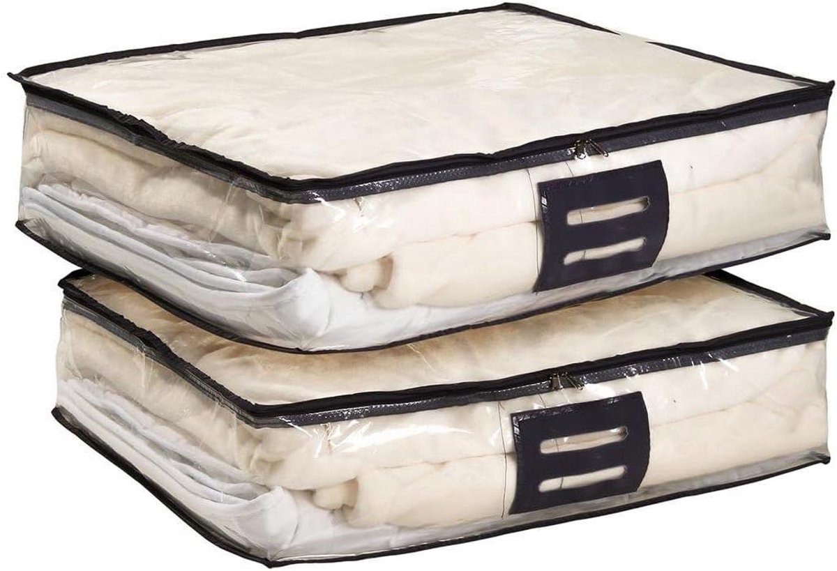 Opberghoes - Opbergzakken - Dekens Opbergen - Set van 2 - 60 x 48 x 15 cm - Wit