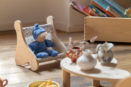Knuffelpop Lolo Wolke - Waldorf pop - Knuffelen en spelen - Handgemaakt in Europa - 21 cm - Blauw — afbeelding 3