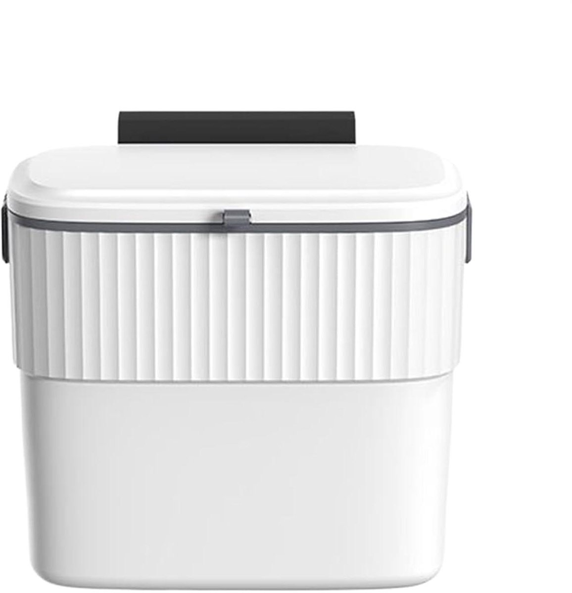 Prullenbak - Afvalemmer - Ruimte Besparen - Dubbel Afsluitbaar - 7 Liter - Wit