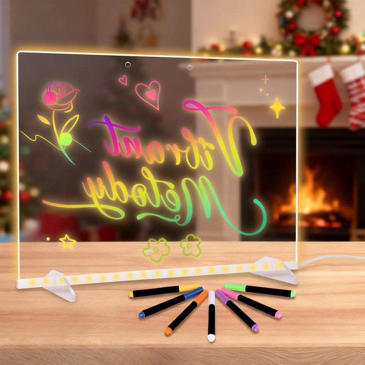 Led Notitiebord - Tekentablet Lichtgevend - Creatief Tekenen - 7 Kleuren Verlichting - 35 x 25 cm - Transparant