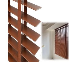 Houten jaloezieën - Horizontale raambekleding - Privacy en lichtregeling - Duurzaam en chic design - 55cm x 100cm - Bruin