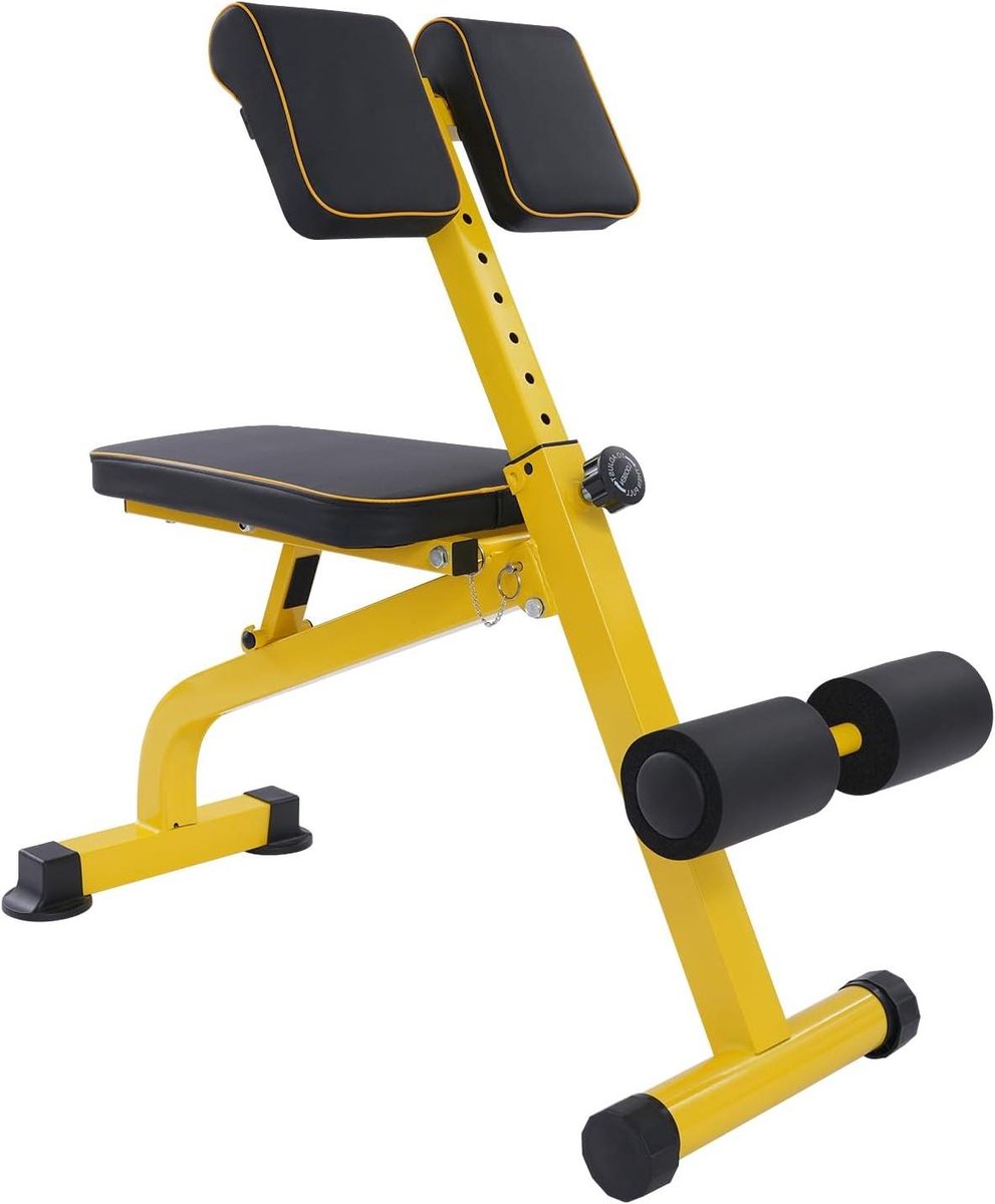 Fitnessstoel - Trainingsbank - Thuis trainen - Inklapbaar ontwerp - 300 kg capaciteit - Zwart geel