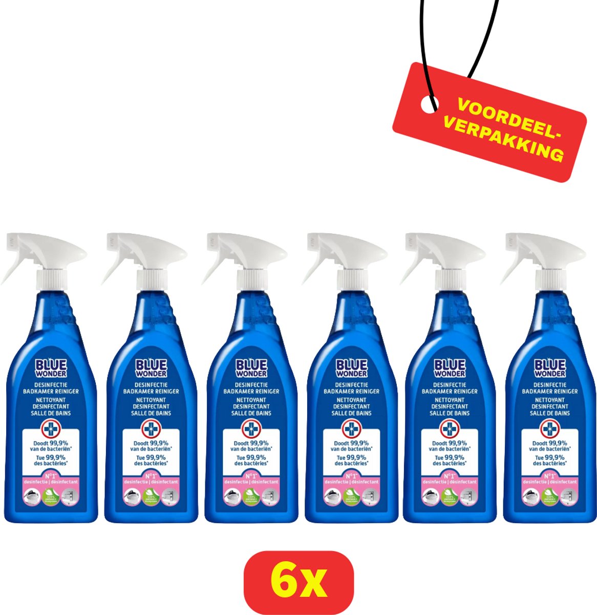 Blue Wonder - Desinfectie Badkamer Reiniger - Krachtige Hygiëne - 6 x 750ml - Voordeelverpakking