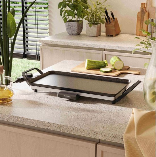 Swiss Haus® TP46 Elektrische Bakplaat - 1360W - Grillplaat - Teppanyaki - PFAS Vrij - 46x26 cm - Gourmet - Thermostaat & Handgrepen - Tafelgrill voor 4-6 Personen - Voor Binnen en Buiten - Zwart — afbeelding 3