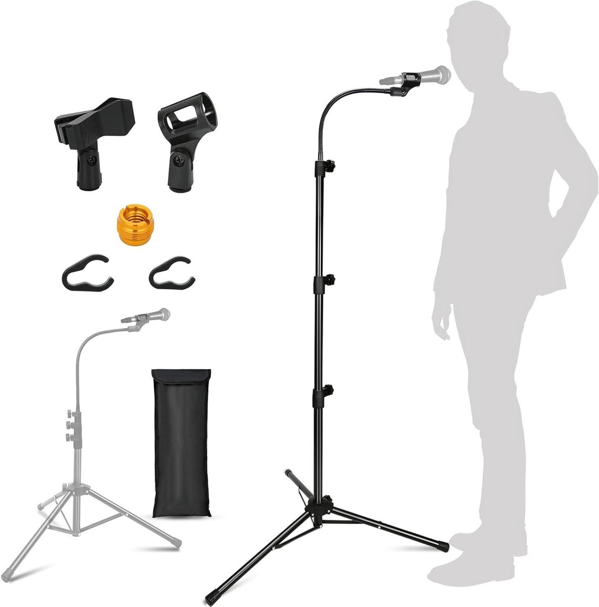 Verstelbare microfoonstandaard met zwanenhals 24-67 inch voor podium en karaoke