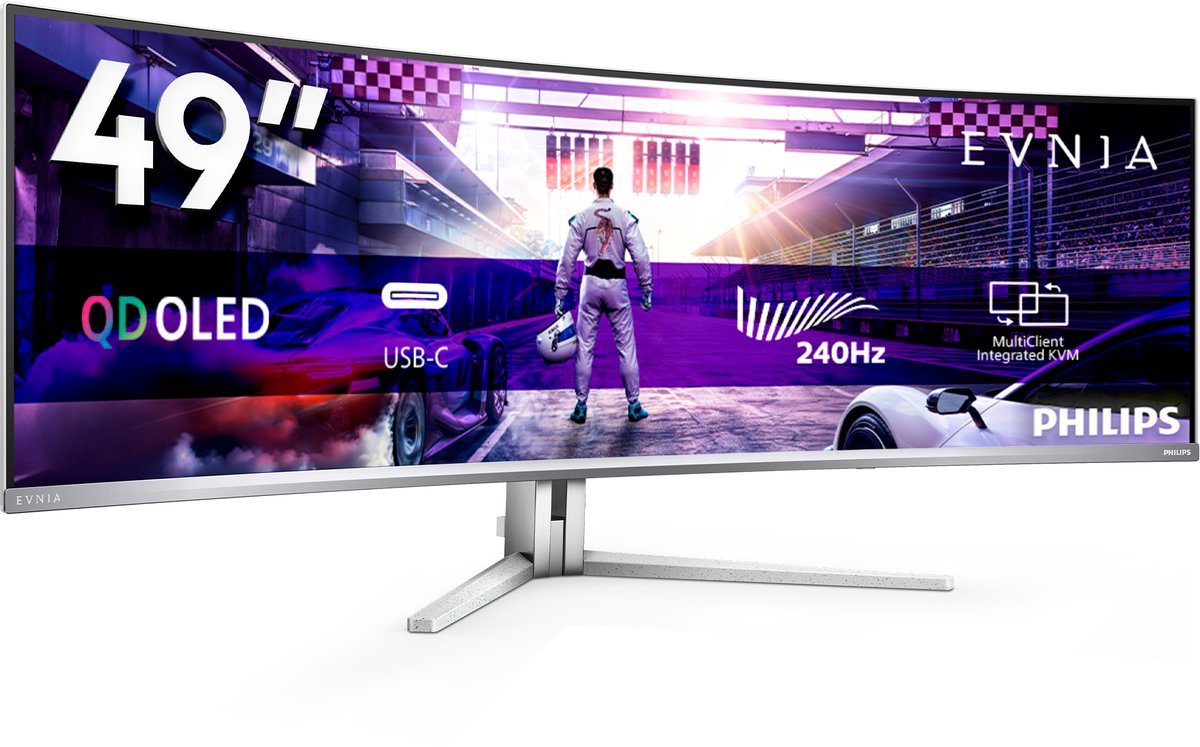 Philips Evnia 49M2C8900 - Ultrawide QD OLED Curved Gaming Monitor - Ambiglow - USB-C 90w - 240hz - 49 inch thumbnail 8