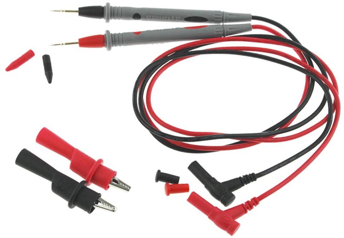 Multimeter Testkabels - Meetkabels Alligator Tang - Elektronica Testen - Universele Sonde - 90 cm - Zwart