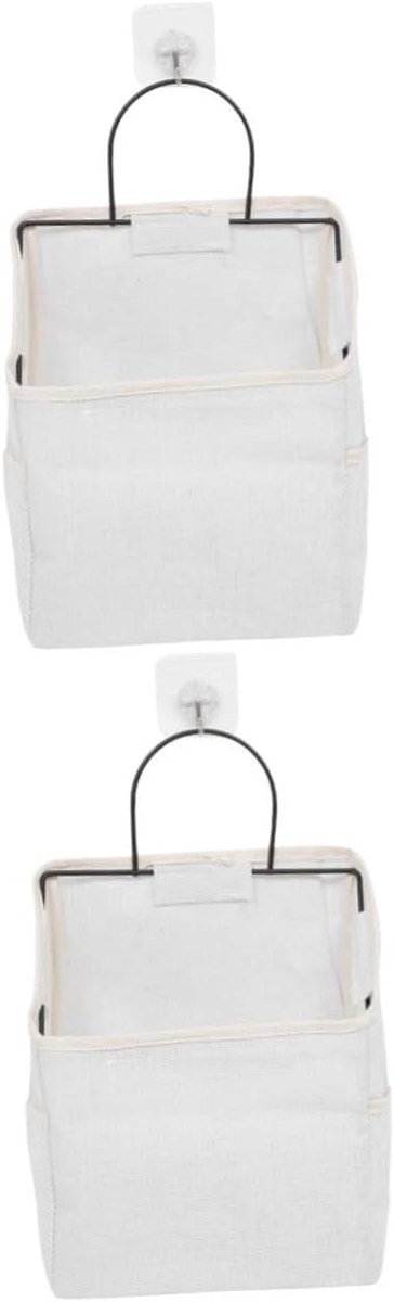Muur Opbergtas - Hangende Organizer - Spullen Opbergen - Dubbele Laag - 22x9.5x38cm - Wit