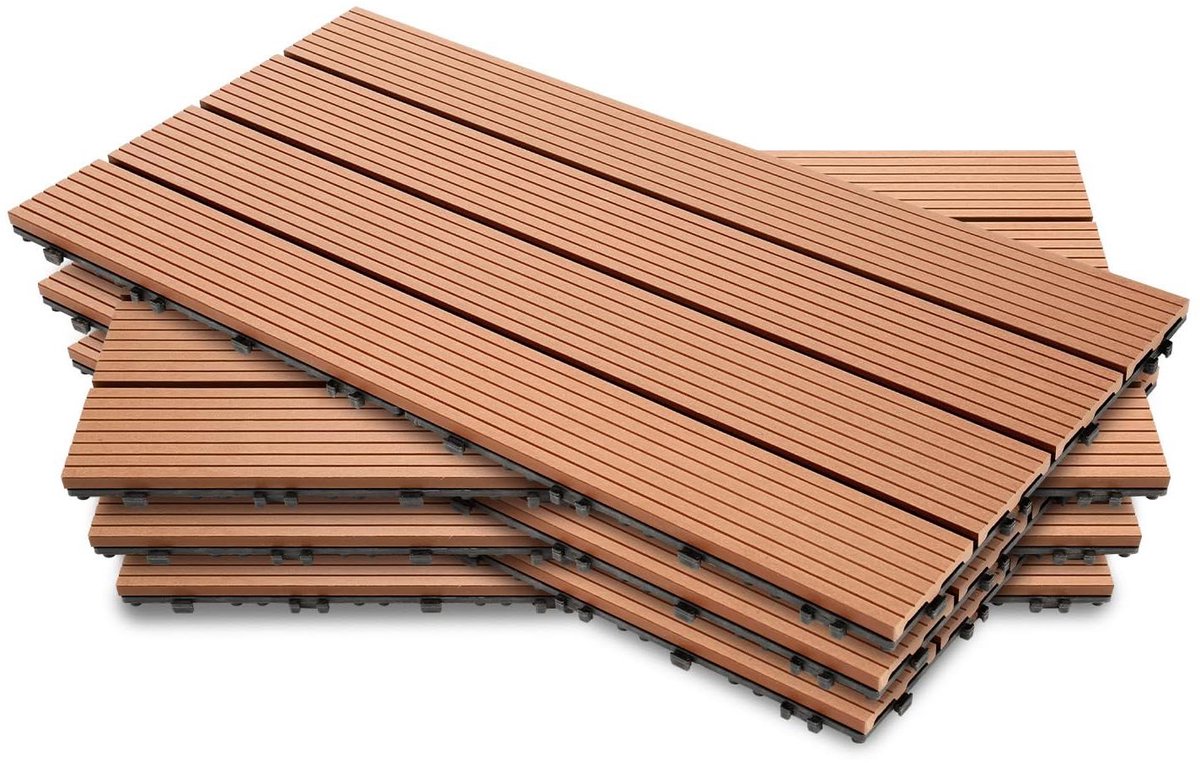 WPC Terrastegels - Tuintegels Kliksysteem - Terras Aanleggen - Eenvoudige Installatie - 30x60 cm 24 Stuks - Bruin