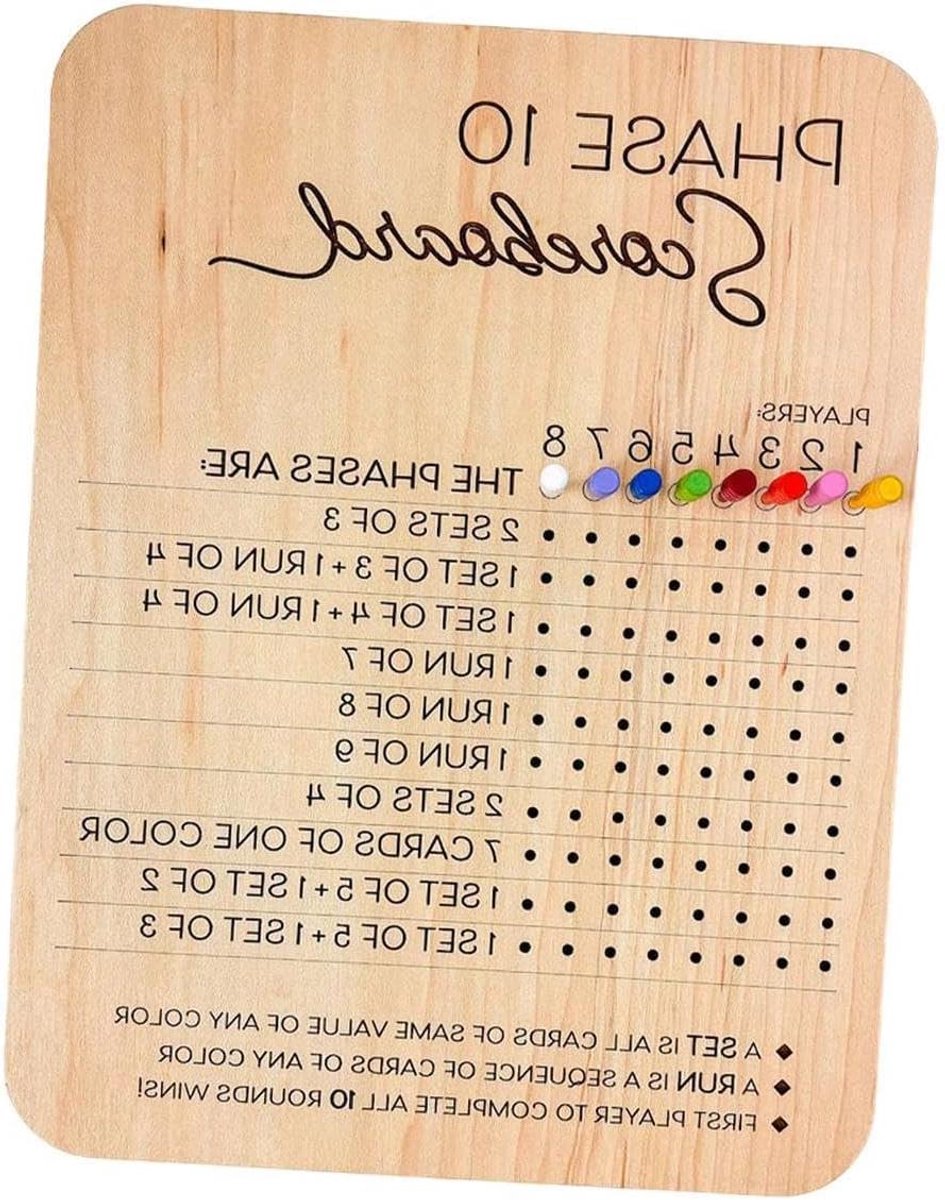 Houten Scorebord - Spelaccessoire - Gezellige spelavonden - Inclusief 8 pionnen - 28 x 22 cm - Niet gespecificeerd