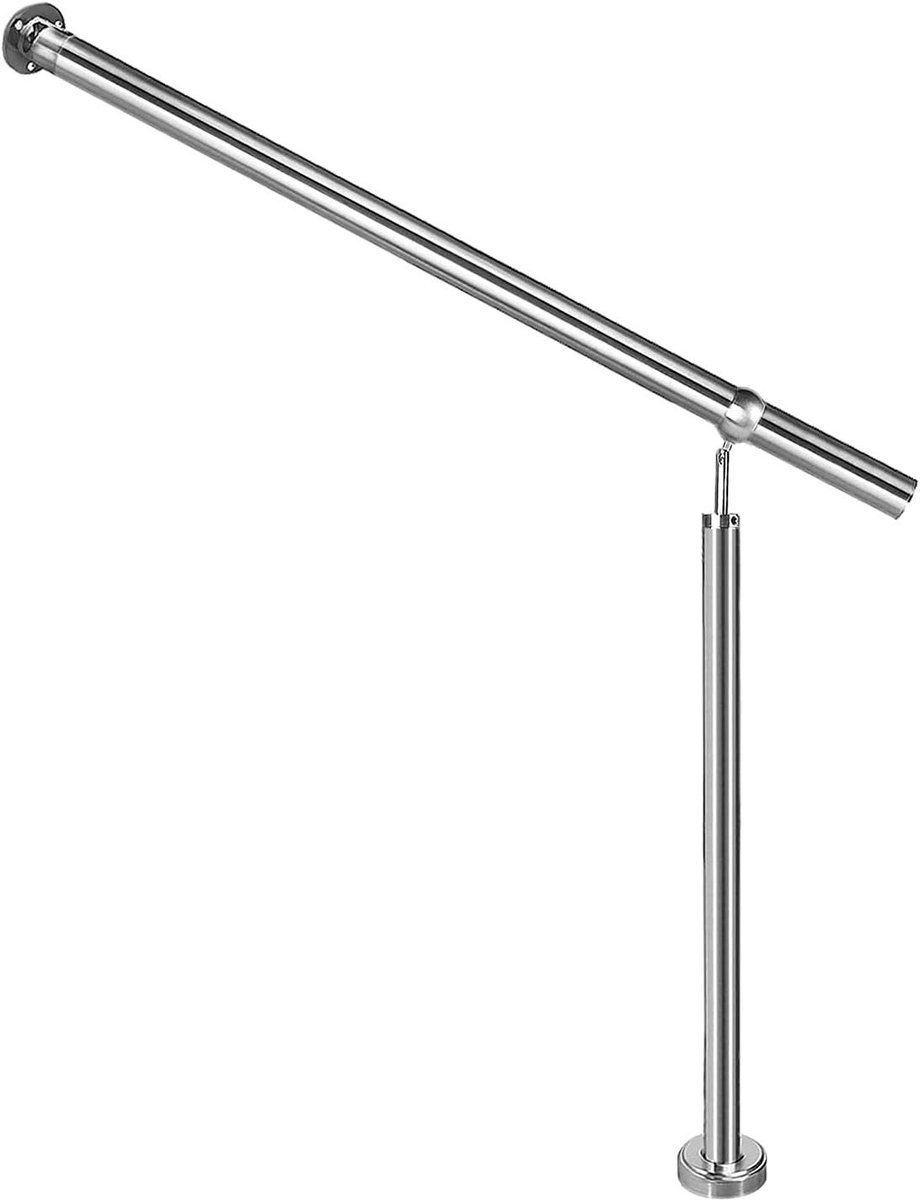 Trapleuning Roestvrij Staal - Wandleuning Reling - Veilige Trappen - Verstelbare Hoek - 180 cm - Zilver