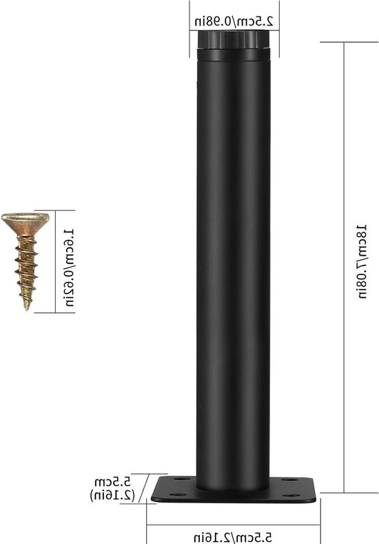 4 Stuks Verstelbare Meubelpoten van 18 cm, Metalen Steunpoten voor Sofa, Tafel en Keukenkasten — afbeelding 5