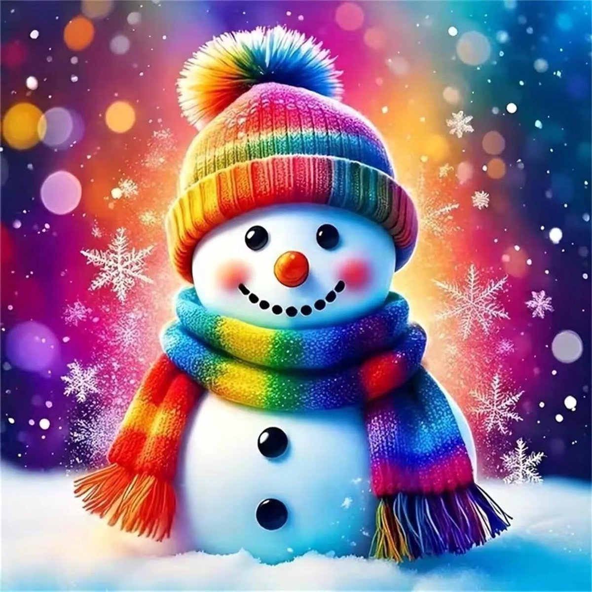 Sneeuwpop Regenboog Puzzel - Doe-het-zelf Puzzel - Creatief Entertainment - 300 Stukjes - 35 x 35 cm - Multicolor