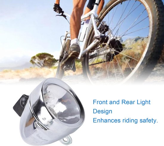Dynamo Koplamp Set - Fietsverlichting Achterlicht - Veilig Fietsen - Robuuste Metalen Behuizing - 12V 6W - Zwart — afbeelding 4