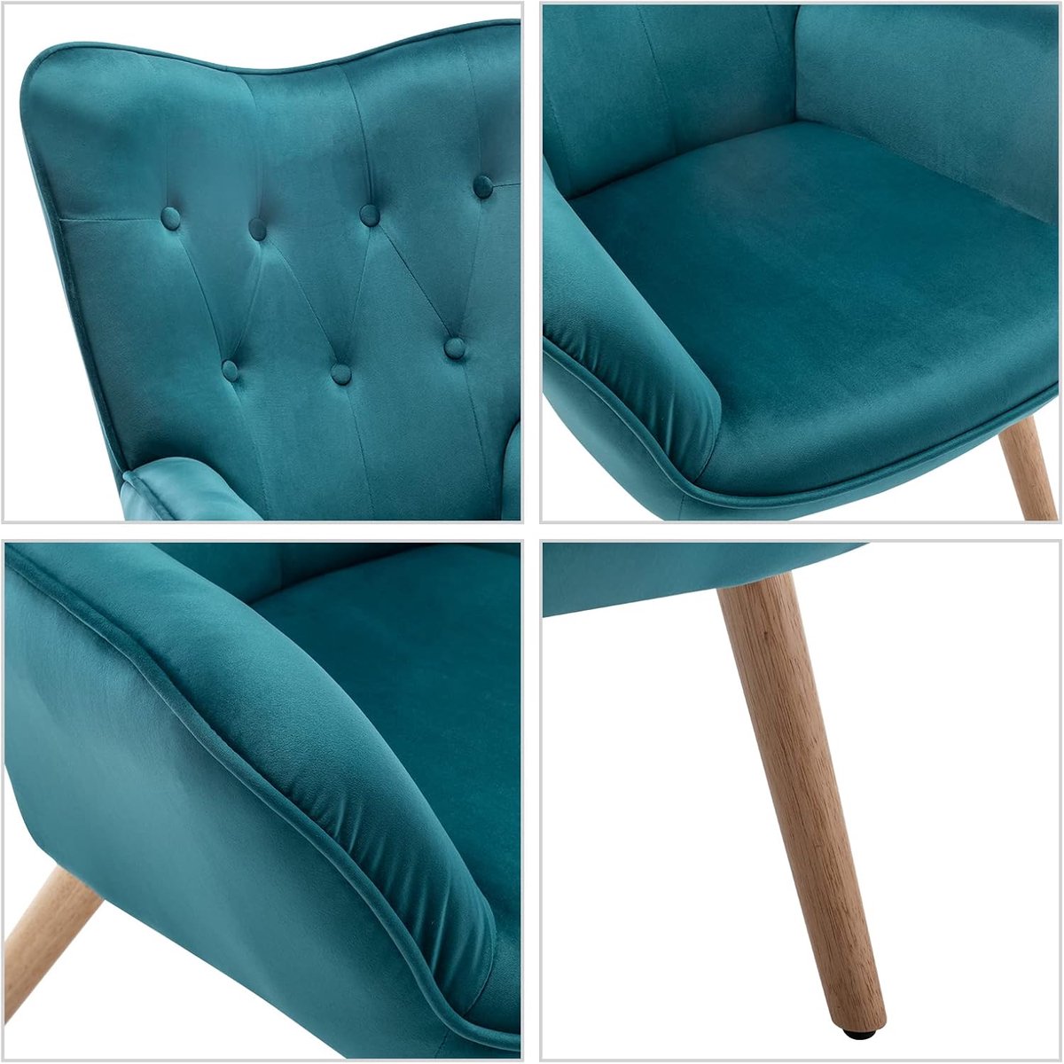 Fauteuil met Voetenbank – Industrohome Luxe Fluwelen Relaxstoel Groenblauw – Ergonomische