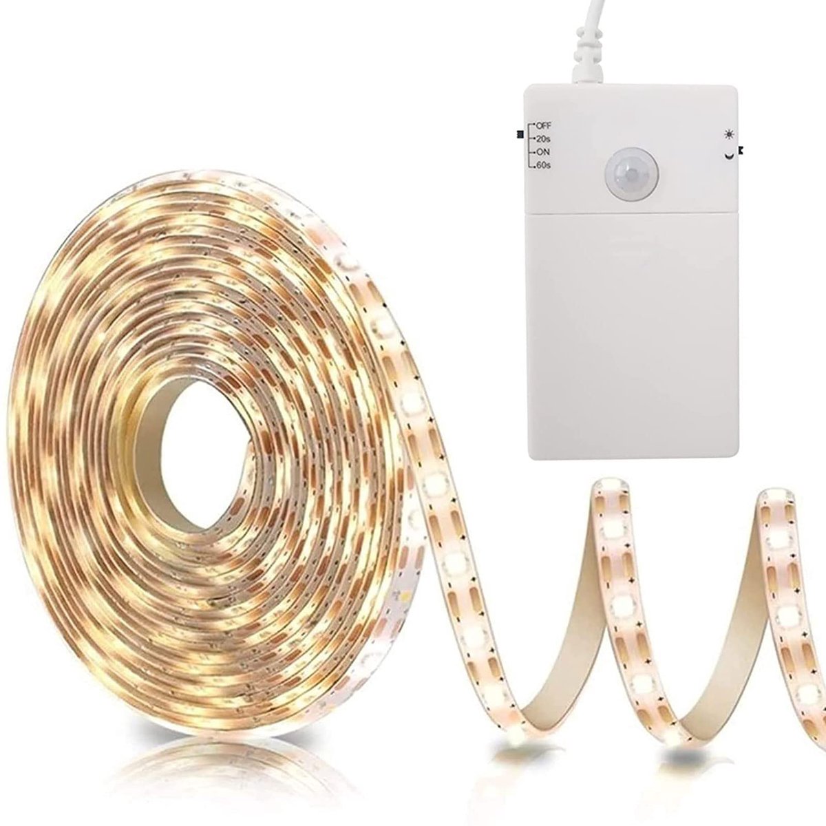 carmdering - LED Strip Verlichting - LED Lichtstrip - Bewegingssensor Lamp - Automatische Aan Uit Schakeling - Twee Werkmodi - Flexibel Kunststof - Warmwit Licht - Gereedschaploze Montage - 1 Stuk