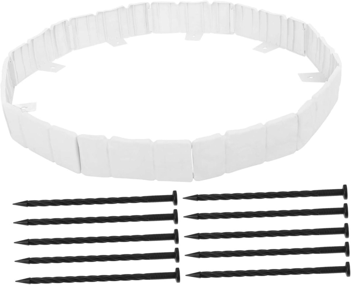 Tuinrand Begrenzing - Bloembakrand - Tuinrand Afscheiden - Imitatie Steen Design - 10 Stuks - Wit