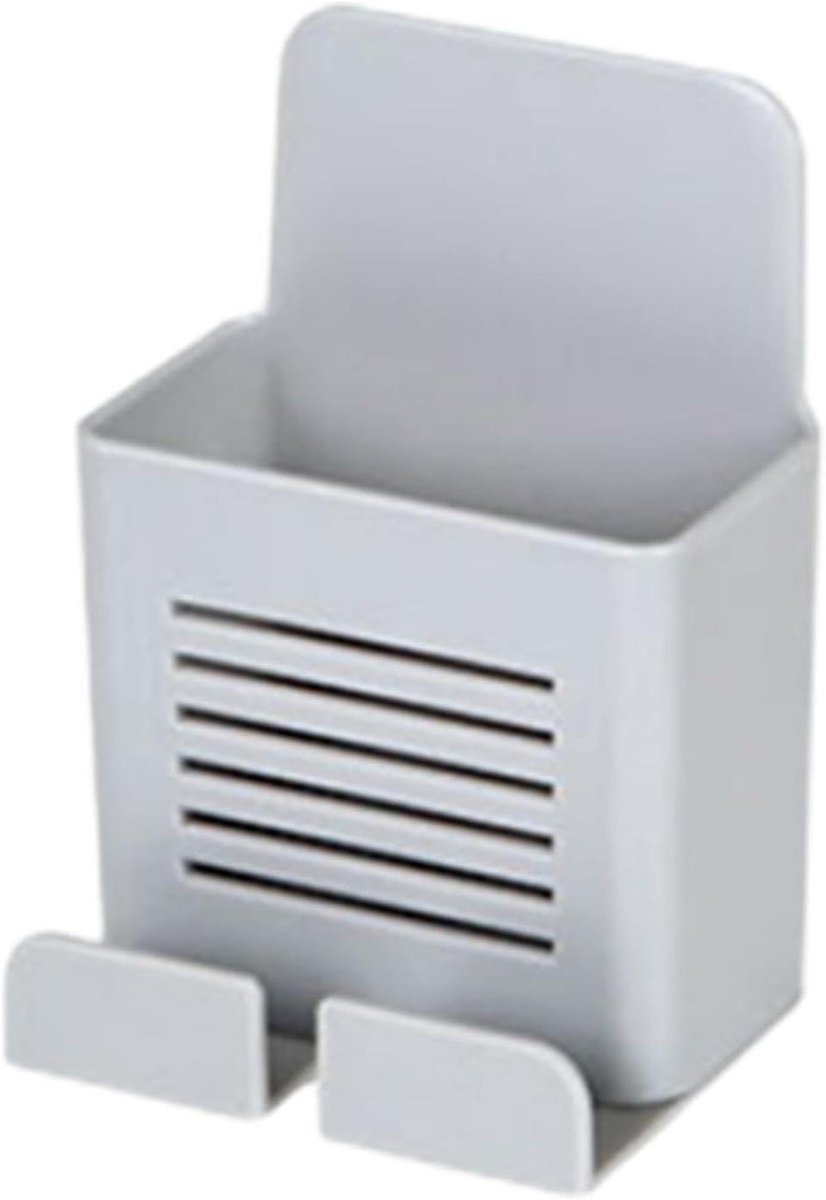 Wandoplader Houder - Afstandsbediening Box - Opbergen & Opladen - Grote Capaciteit - 6.3 x 5.1 x 9.4 cm - Grijs