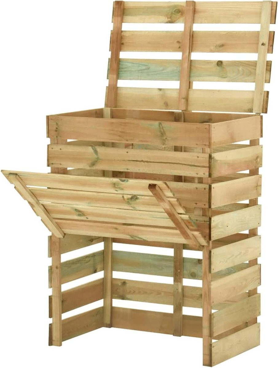 Houten Compostbak - Composteerder Tuin - Afval Verwerken - Geïmpregneerd Grenenhout - 80 x 50 x 100 cm - Groen