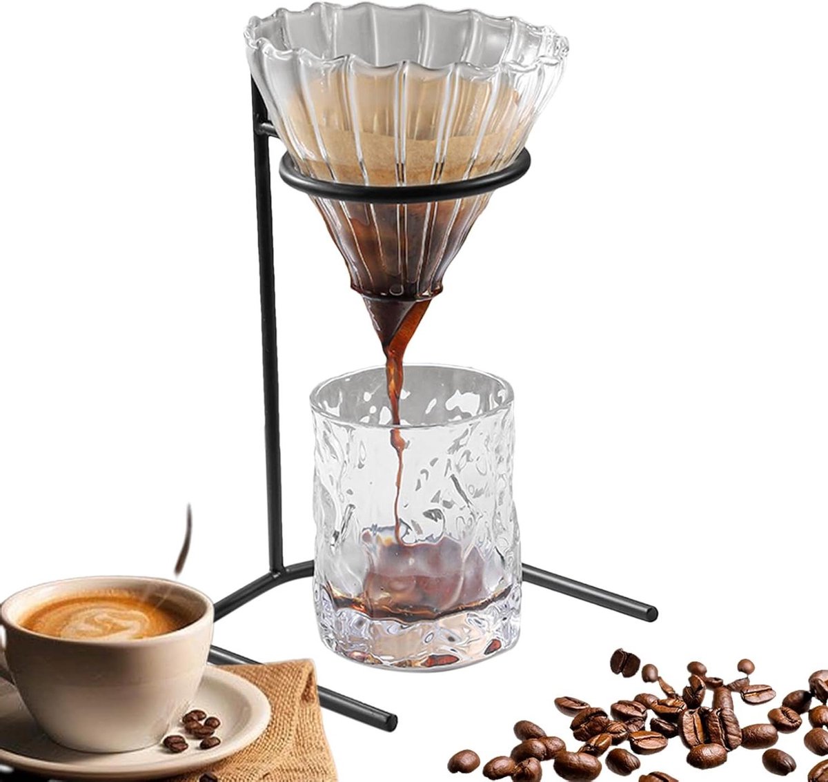 Koffiehouder - Druppelstandaard - Koffie Zetten - Stabiele Plaatsing - 14.8 x 11.9 cm - Zwart