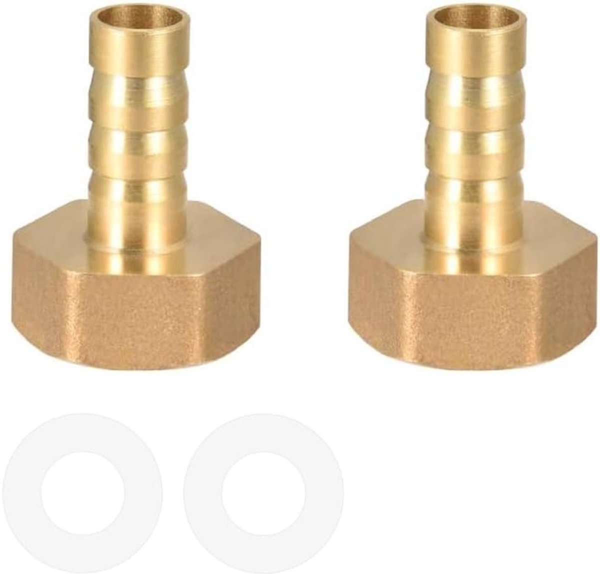 Tule connector voor slangen, 10 mm barbs, G1/2 vrouwelijke draad, 2 stuks met transparante siliconen afdichtingen, ideaal voor water- en luchtleidingen