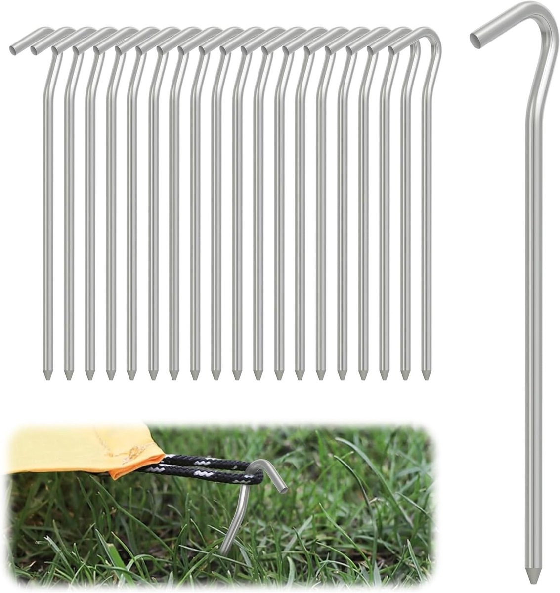 Robuuste Tent Haringen van 18 cm - Stormbestendig en Geschikt voor Harde Bodems, Ideaal voor Kamperen en Tuinieren