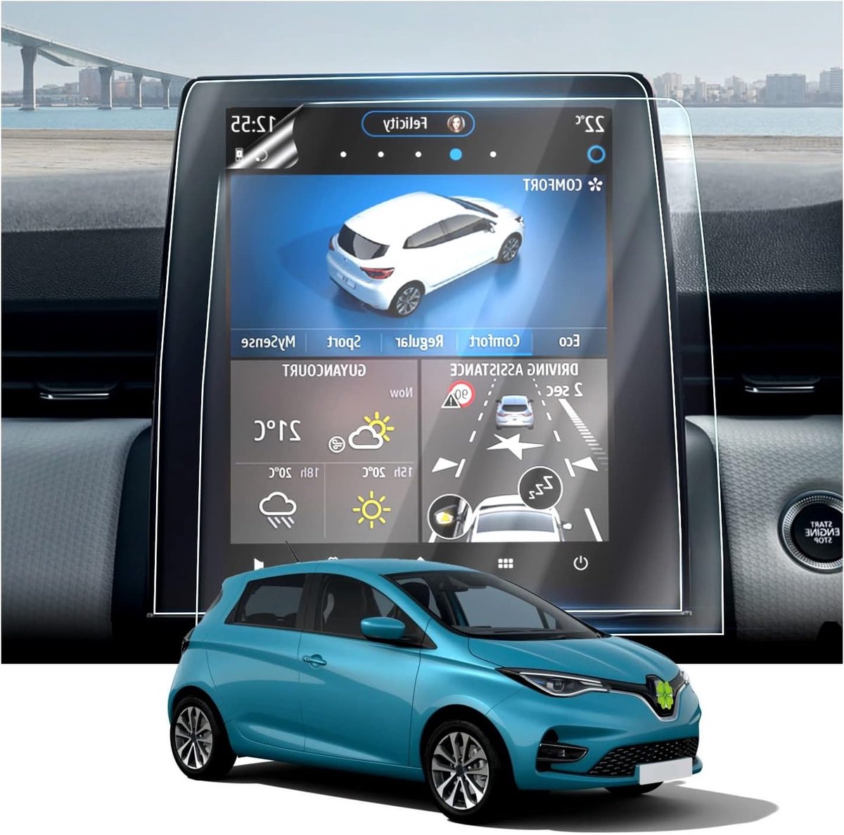 Screenprotector Navigatiescherm 9.3 Inch voor Renault Arkana Captur Clio Zoe