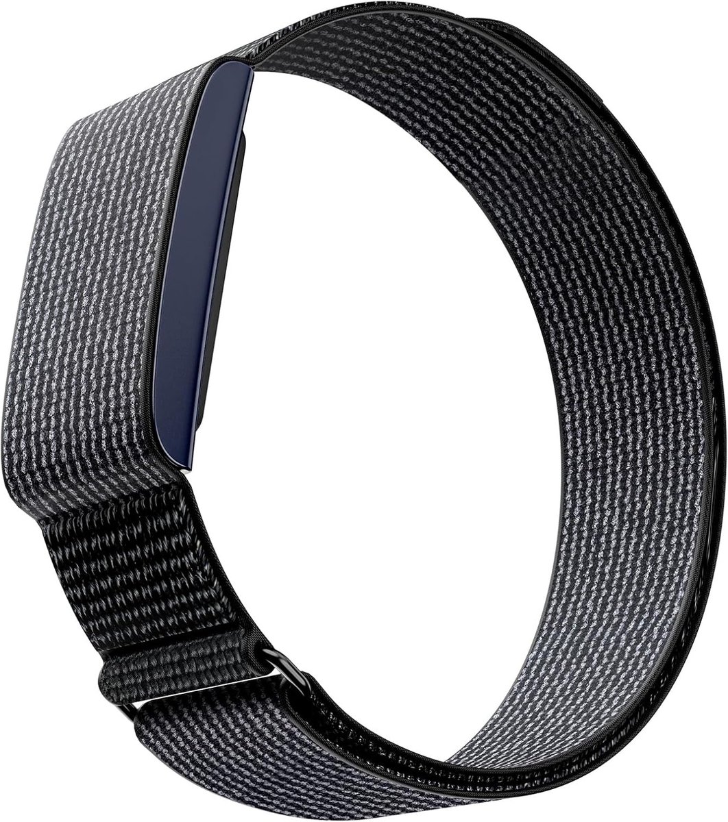 Nylon Band - Sport Polsband - Fitness Tracker - Ademend Materiaal - 25MM - Middernacht Zwart