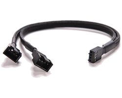 CLUTCHR - 4-Pin PWM Dual Fan Splitter Kabel 2-Way – 27cm – 1 naar 2 PC Fan Adapter – 4-Pin naar 4/3-Pin – Gevlochten Sleeve – Zwart