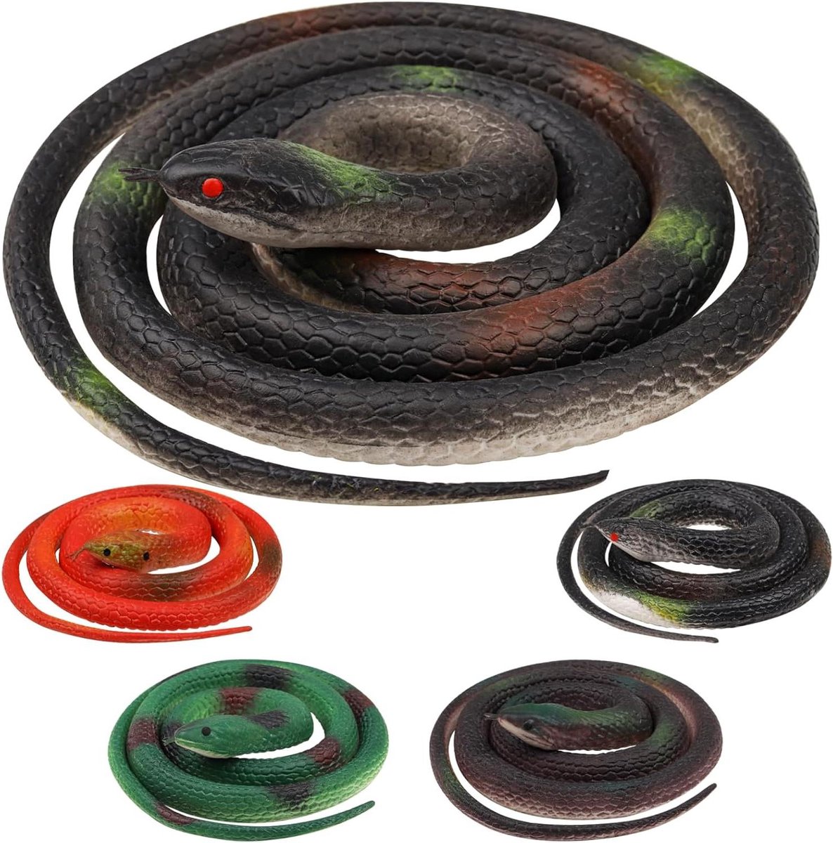 Nep Slangen Set - Speelgoed Slangen - Vogels Afschrikken - Realistisch Ontwerp - 120 cm en 75 cm - Veelkleurig