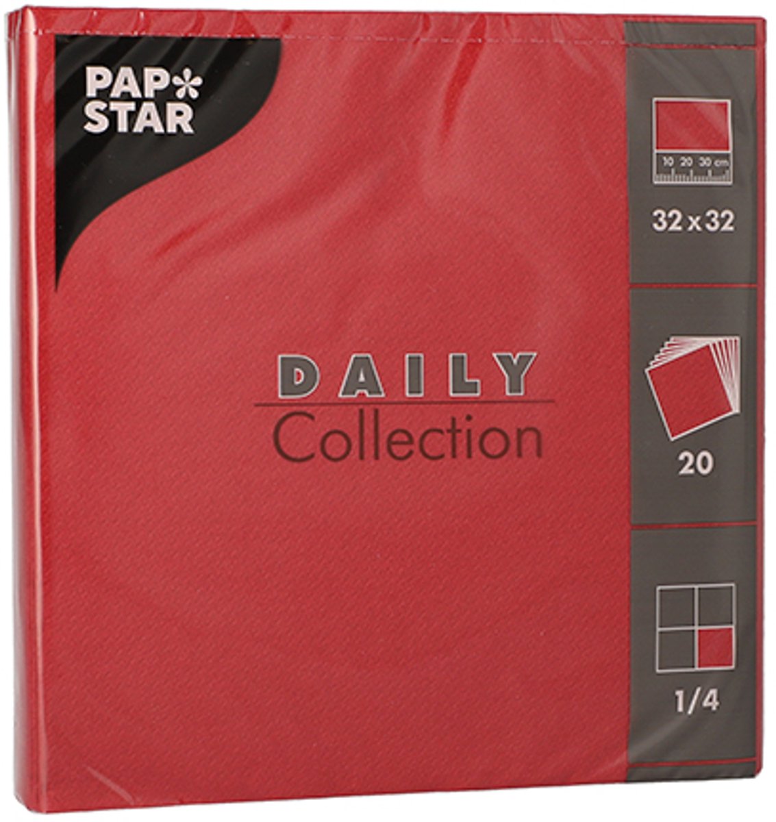 15x 20 Servetten DAILY Collection 1/4 vouw 32 cm x 32 cm bordeaux
