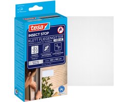 tesa INSECT STOP H&L Fly Screen Premium for Windows - hor met sterke klittenband, verwijderbaar zonder resten, op maat snijden - 130 x 150 cm - wit (lichte privacy)