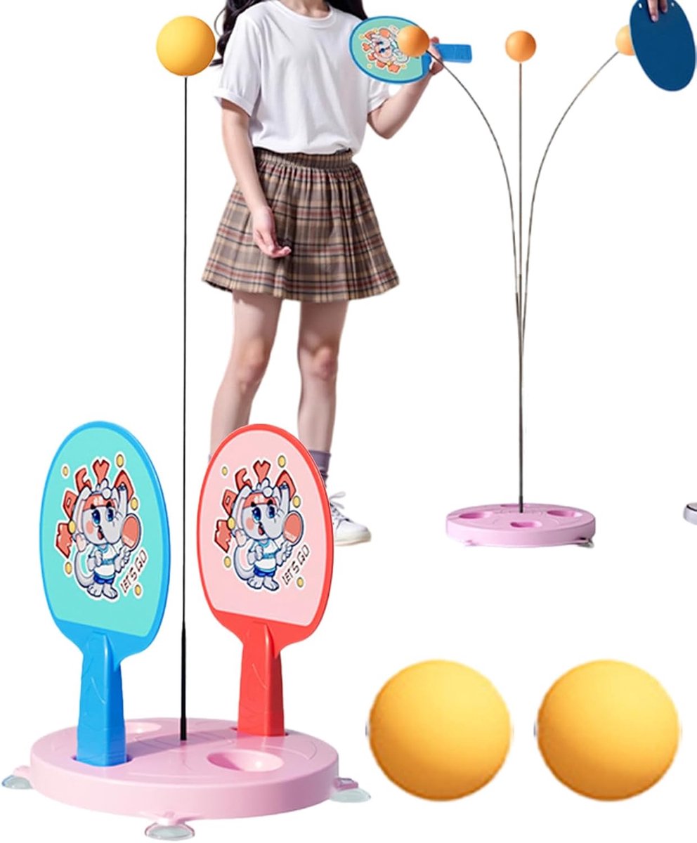 Tafeltennis Trainer Set - Ping Pong Oefenen - Vaardigheden Verbeteren - Draagbaar Interactief - 1 Meter Hoog - Roze