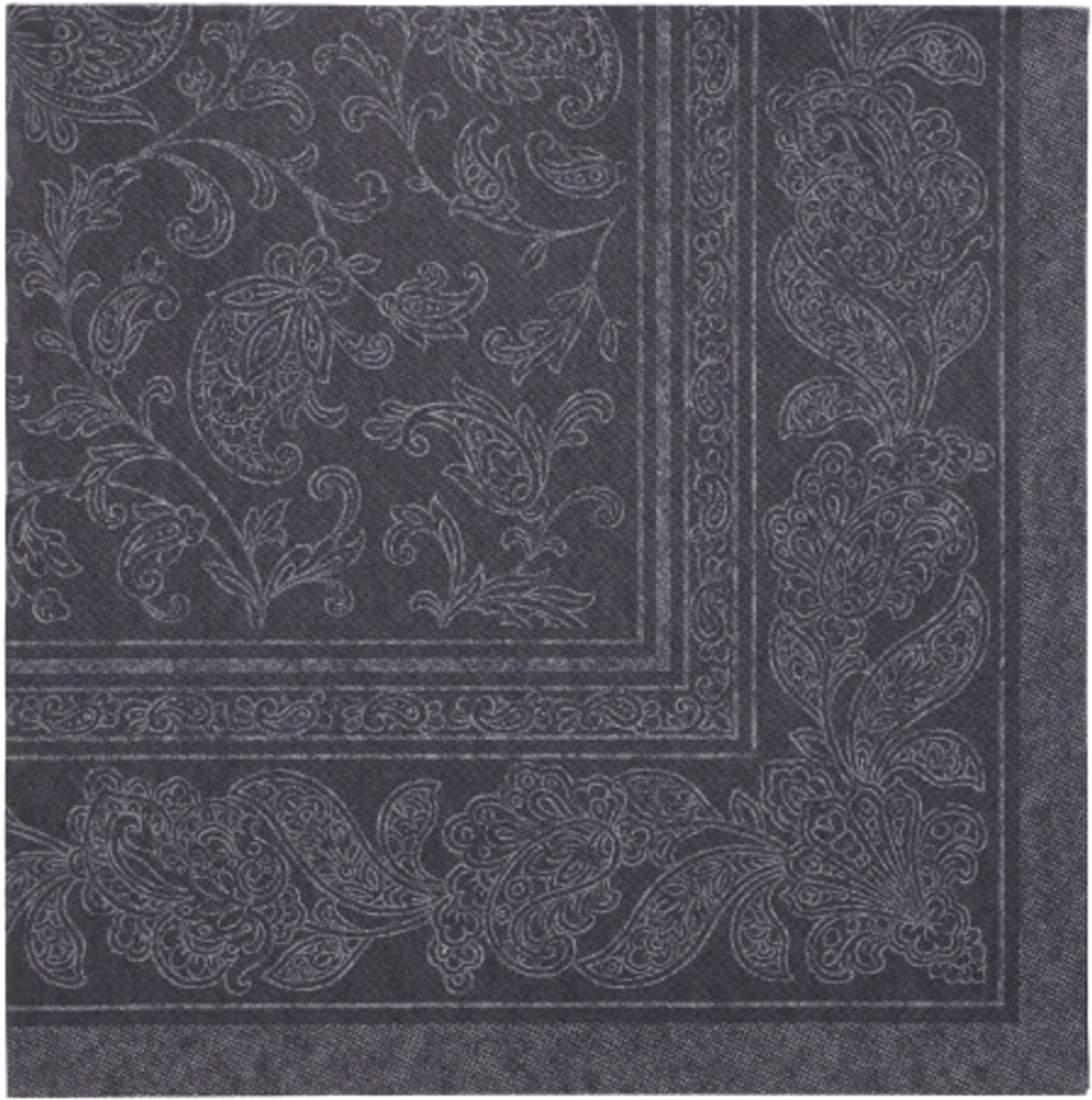 5x 50 Servetten ROYAL Collection 1/4 vouw 40 cm x 40 cm zwart Ornaments