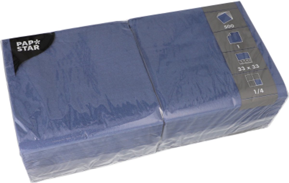 500 Servetten, 1-laags 1/4 vouw 33 cm x 33 cm donkerblauw