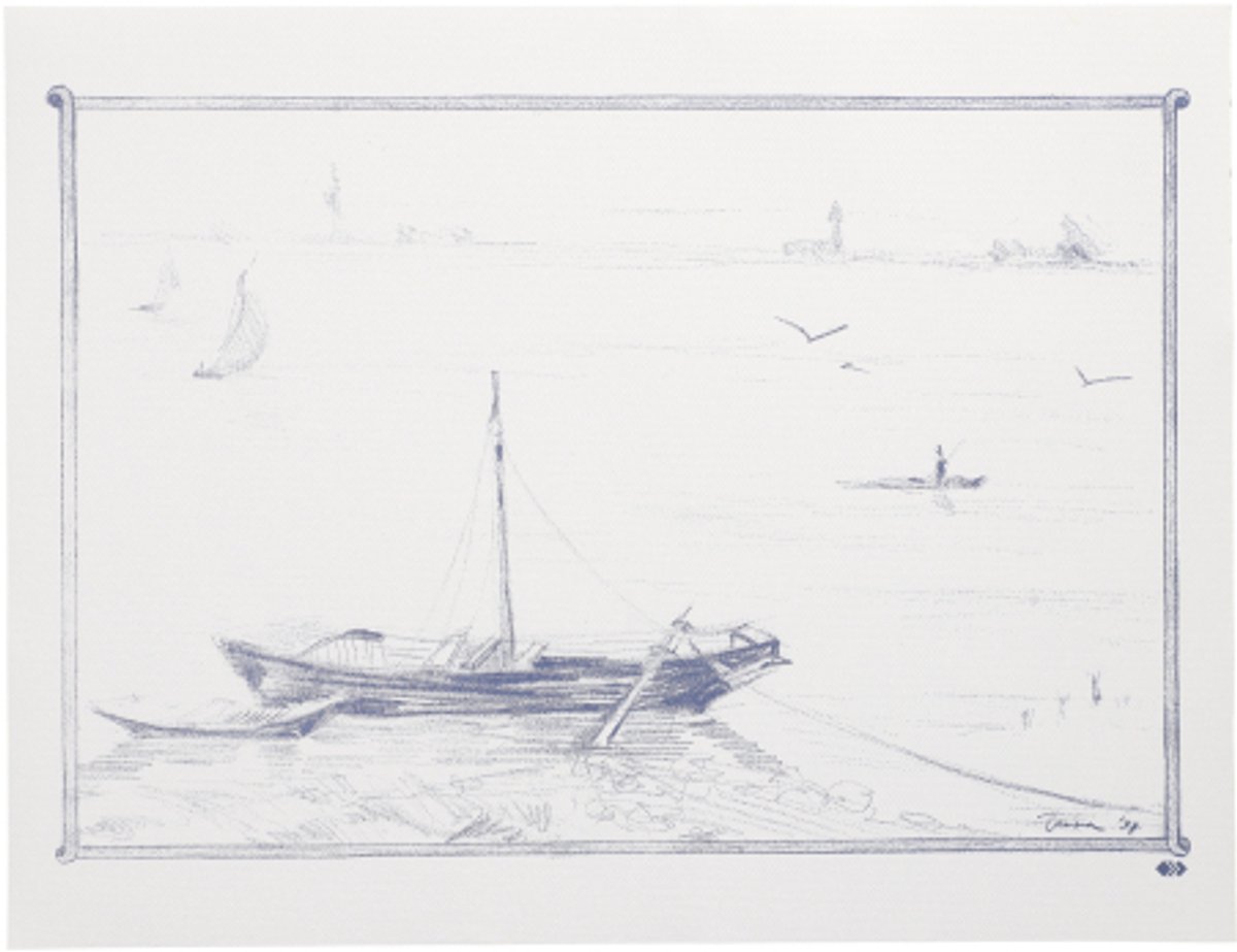 10x 100 Placemats papier 30 cm x 40 cm wit Roeiboot