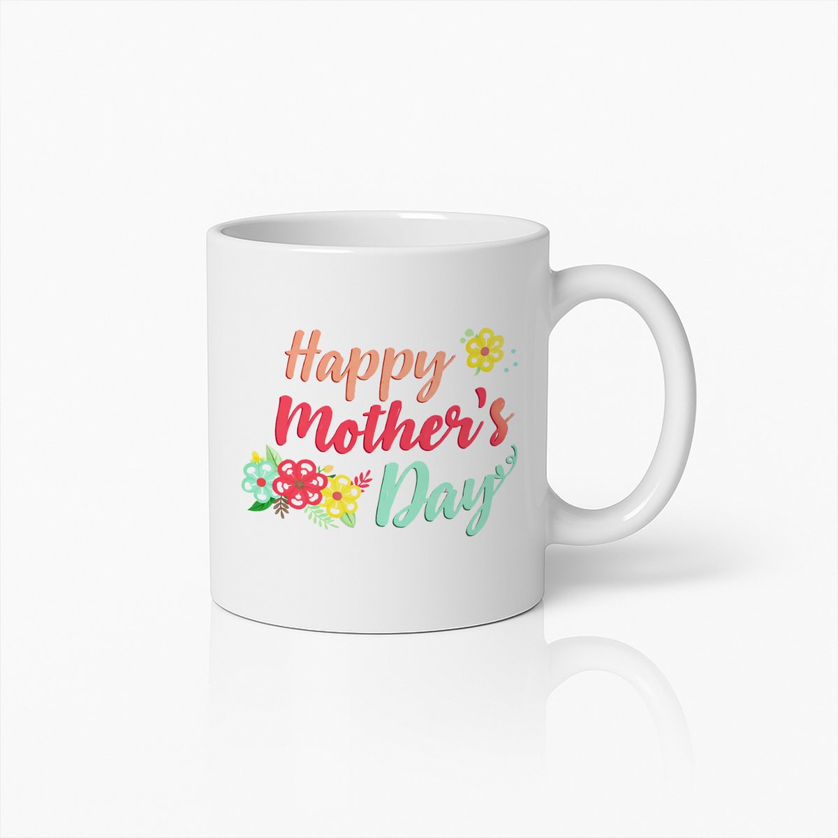 Happy Mother's Day Keramische Mok - Bloemen Cadeau voor Moeder - 330ml - Wit