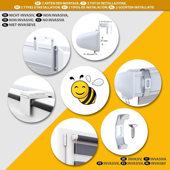 Dubbel Rolgordijn - Duo Rollo - Lichtregeling Ramen - Zonder Boren ...